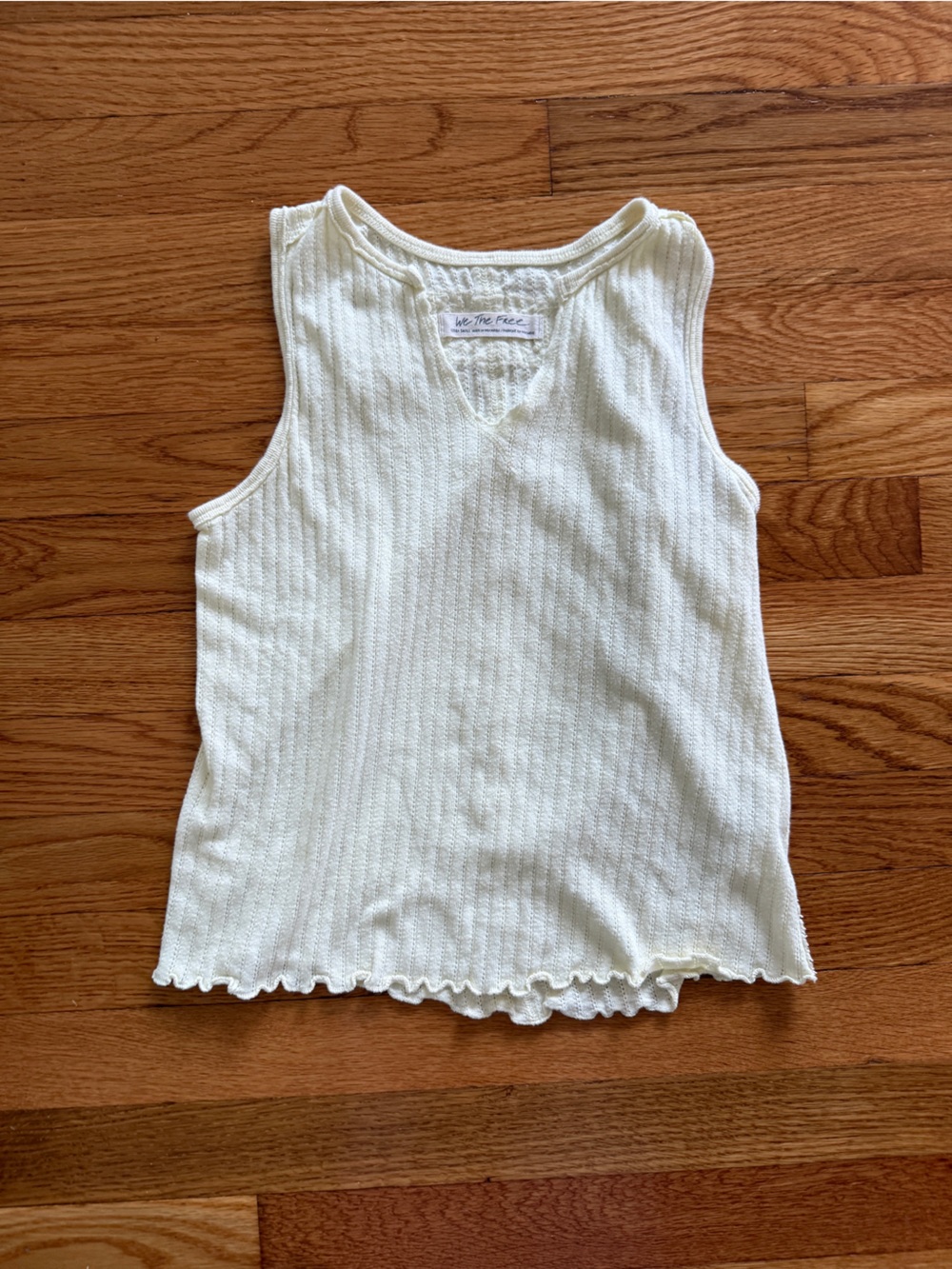 We The Free Yellow Pointelle Tank with Delicate Trim